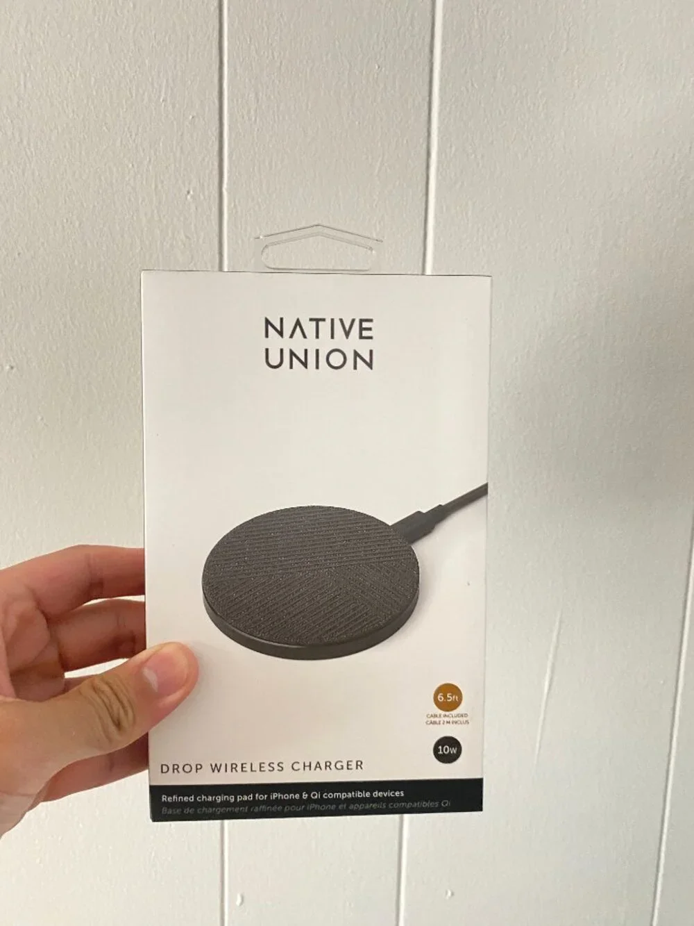 Native Union Drop Fast Charging 10W Qi Wireless Charger 6.5ft Cable Slate